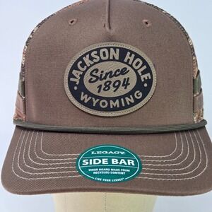NEW Jackson Hole‎ Wyoming Trucker Mesh Snapback Brown Camo Hat Cap Legacy Brand